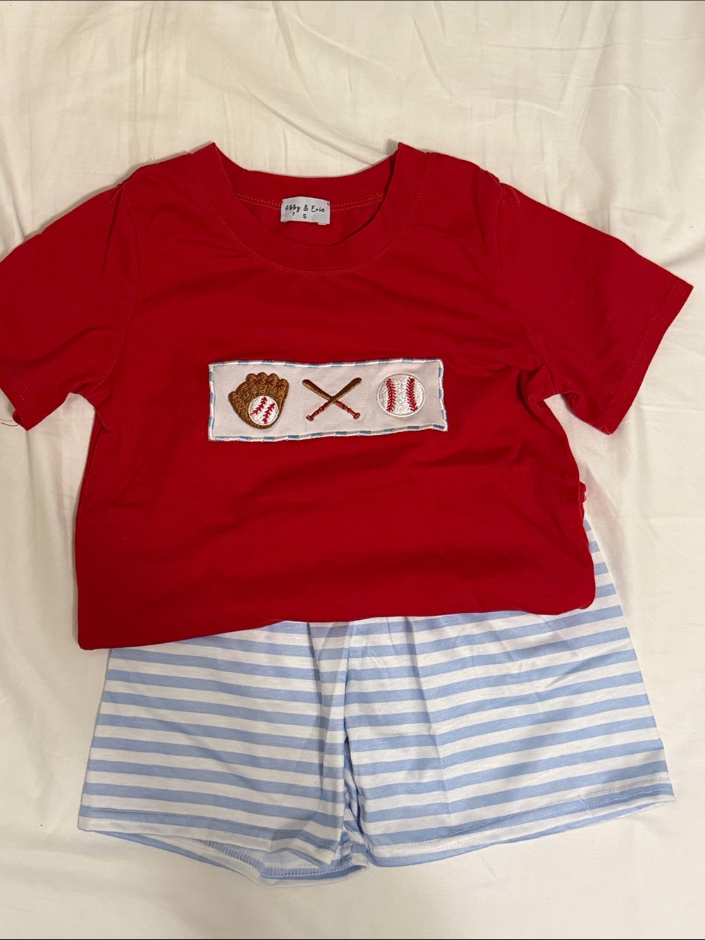 Kids' Red Baseball Graphic Short Sleeve Tee by Abby & Emma